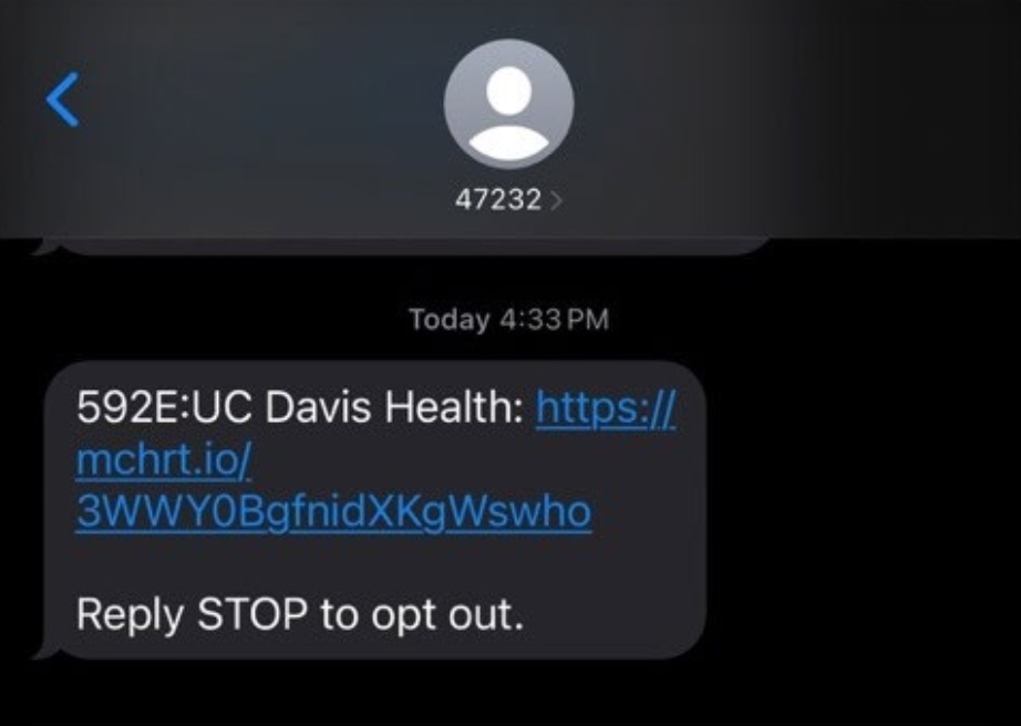 Example of Text Message Notificatione