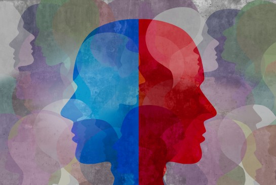 Painting of two face profiles