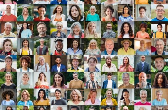 A collage of diverse portraits