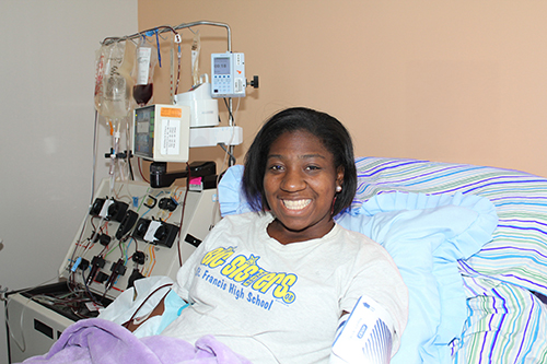Rebekah Fenton during bone marrow retrieval.
