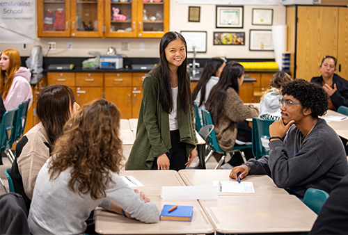 Science teacher Tabitha Lai during the Cancer Research Acaemy class.