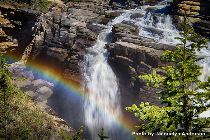 water fall rainbow