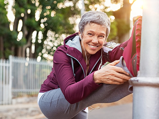 Woman stretching outside