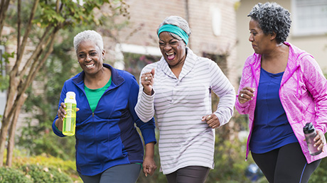 Senior women walking