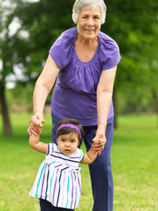 grandmother playing with grandchild