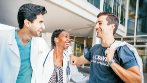 Medical students smiling together