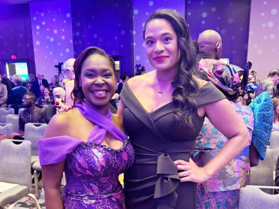 Betty Irene Moore Fellows Maya Clark-Cutaia and Kimberly Souffront at the American Academy of Nursing conference. (c) UC Regents. All rights reserved.