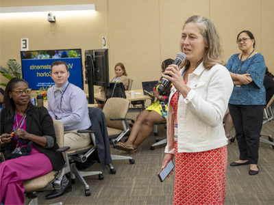 Virginia LeBaron shares her vision statement for her fellowship project during Convocation 2024 in Sacramento, California. (c) UC Regents. All rights reserved.