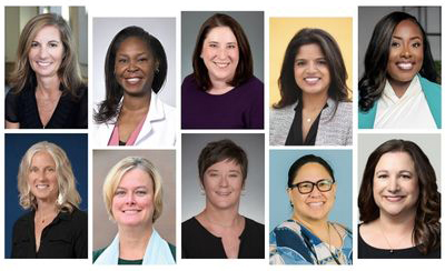 Betty Irene Moore Fellows Joan Carpenter, Maya Clark-Cutaia, Lisa Duffy, Jean Edward, Lenette Jones, Erica Liebermann, Heather Nelson-Brantley, M. Rebecca O'Connor, Donna-Marie Palakiko and Kimberly Powell were inducted Oct. 18 as fellows of the American Academy of Nursing (AAN) (c) UC Regents. All rights reserved. 
