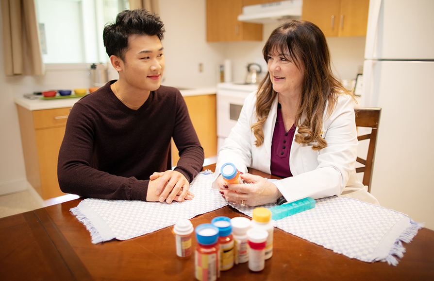 Deb Bakerjian demonstrates how to provide a medication consultation for family caregivers.