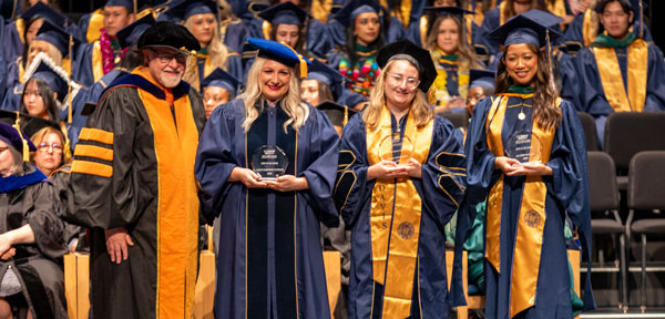 From left, Dean Stephen Cavanagh, Jacke Humprey-Straub, Giulia Arostegui and Allison Bacani