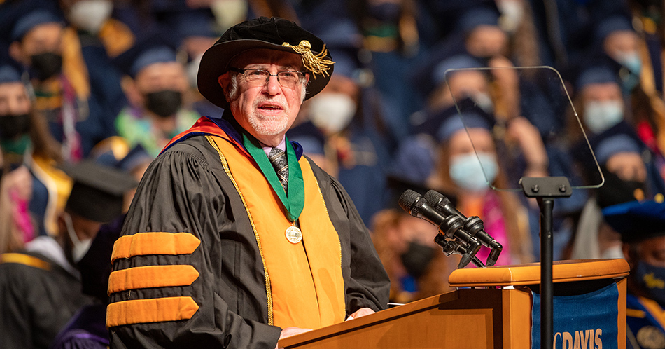 Dean Stephen Cavanagh speaks at the 2022 commencement ceremon