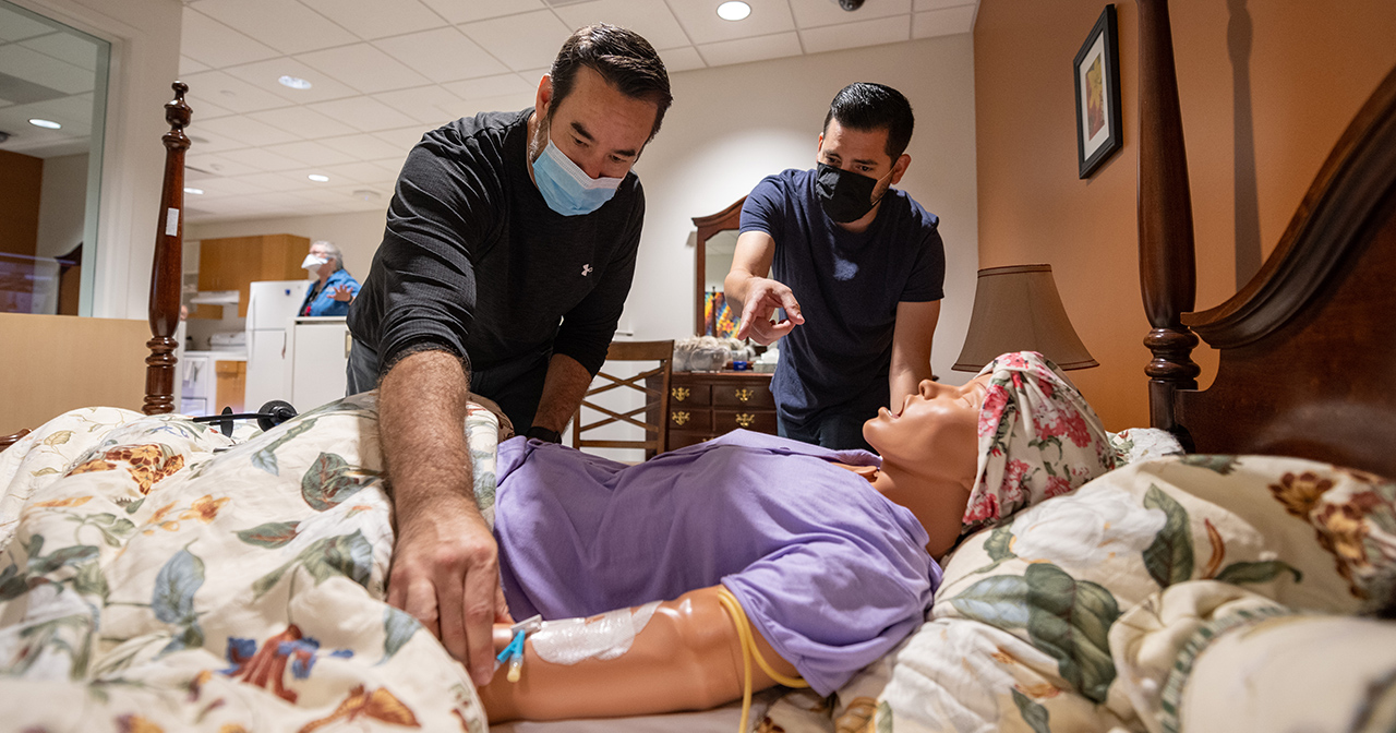 School of Nursing staff set up a simulation experience