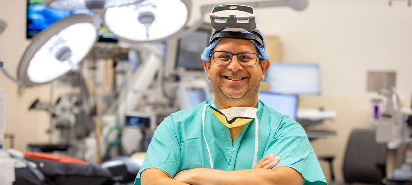 UC Davis Health surgeon with augmented reality glasses