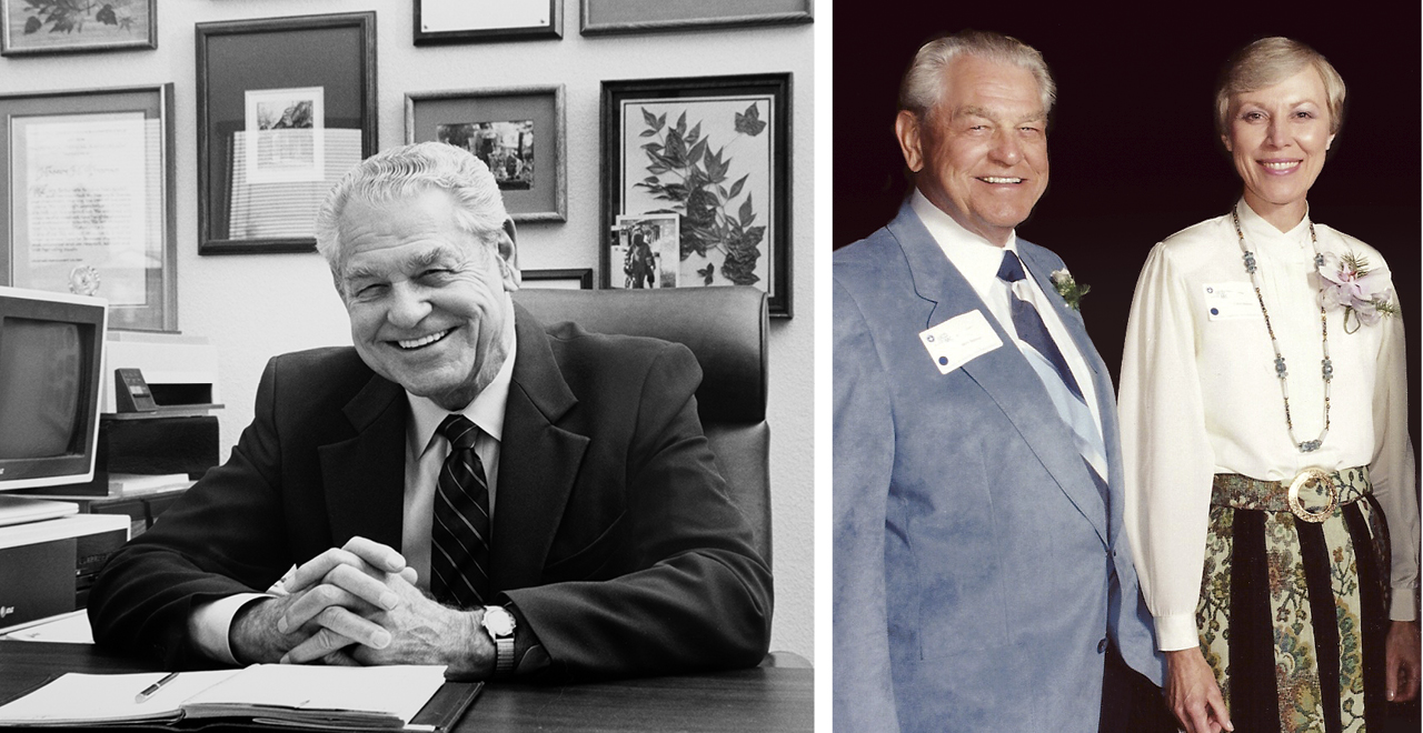 From left: Dr. Neil in 1987, as UC Davis Chair of the Division of Community and Post-Graduate Medicine; Dr. Neil and Carla Andrews