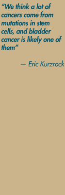 "We think a lot of cancers come from mutations in
stem cells, and bladder cancer is likely one of them." — Eric Kurzrock