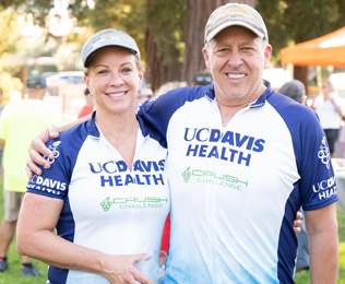 Patient Karin Sanders and her oncologist, Joe Tuscano